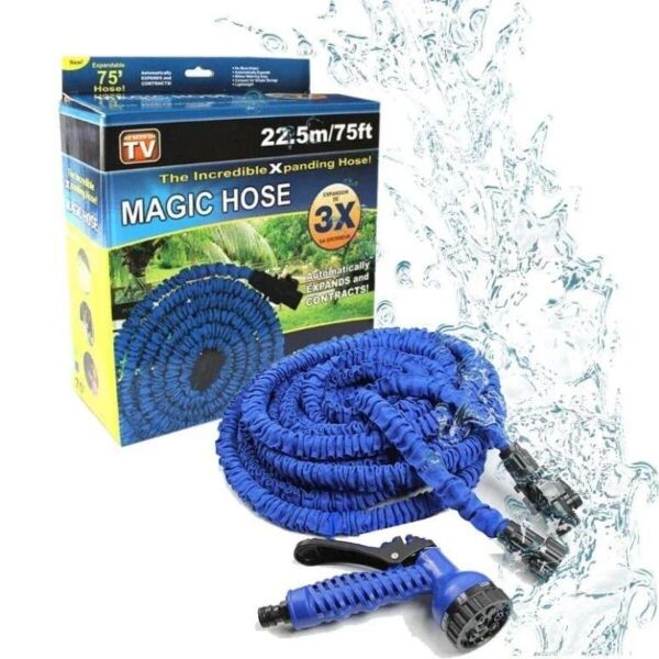 

Компактный садовый шланг X-HOSE для полива с водораспылителем 22.5m, гибкий поливочный шланг Икс Хоз
