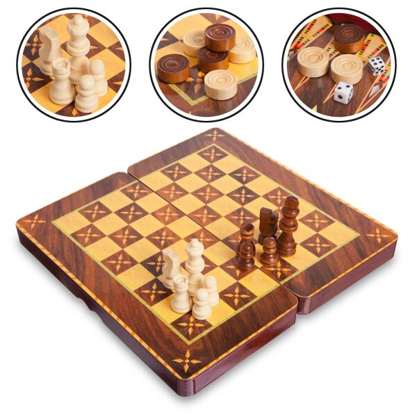 

Набор настольных игр 3 в 1 (шахматы, шашки, нарды) MDF 5566C, 29х29 см