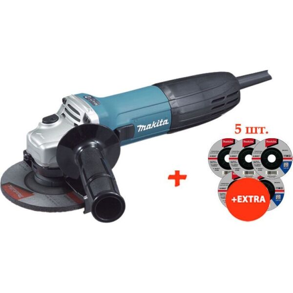 

Угловая шлифовальная машина Makita GA4530 + 5 шлифовальных диска Makita 115х6 мм (GA4530-A-80927(5))
