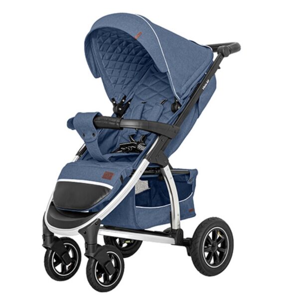 

Коляска детская прогулочная надувные колеса CARRELLO Vista CRL-5511 Denim Blue в льне +дождевик L