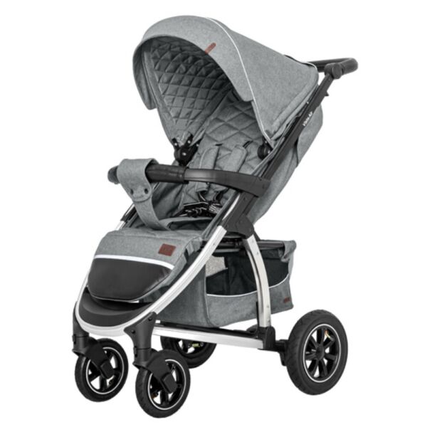 

Коляска детская прогулочная надувные колеса CARRELLO Vista CRL-5511 Shark Gray в льне +дождевик L