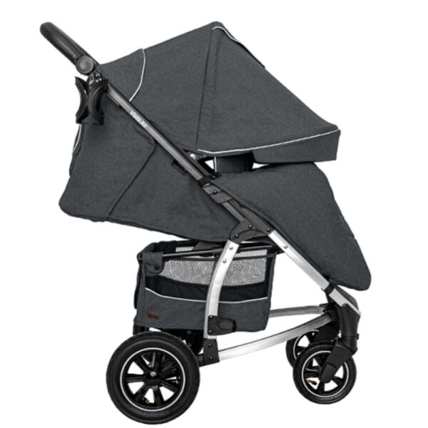 

Коляска детская прогулочная надувные колеса CARRELLO Vista CRL-5511 Steel Gray в льне +дождевик L
