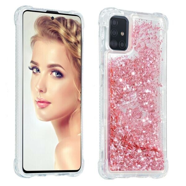 

Силиконовый (TPU) чехол Deexe Liquid Glitter для Samsung Galaxy A51 (А515) - Pink