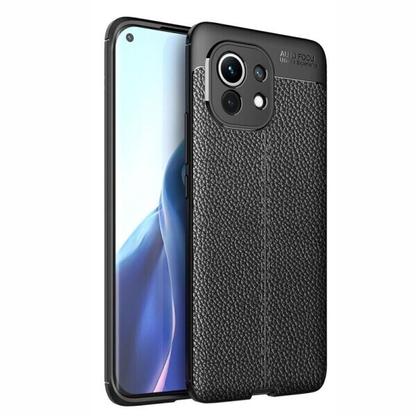 

Защитный чехол Deexe Leather Cover для Xiaomi Mi 11 - Black