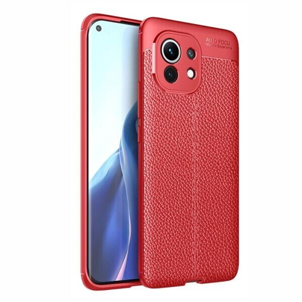 

Защитный чехол Deexe Leather Cover для Xiaomi Mi 11 - Red