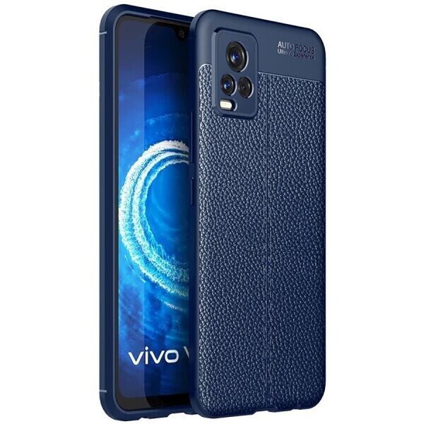 

Защитный чехол Deexe Leather Cover для VIVO V20 - Blue