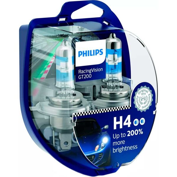 

Галогеновые лампы Philips H4 RacingVision GT200 12342RGTS2 60/55W P43t