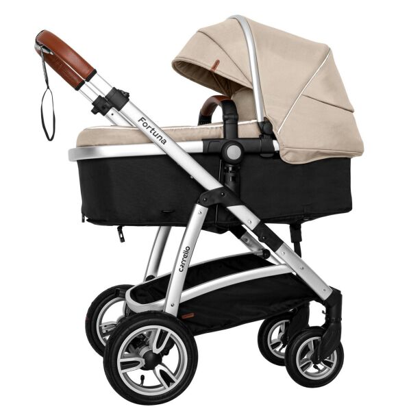 

Коляска детская универсальная надувные колеса CARRELLO Fortuna CRL-9001/1 Peanut Beige 2в1 c матрасом