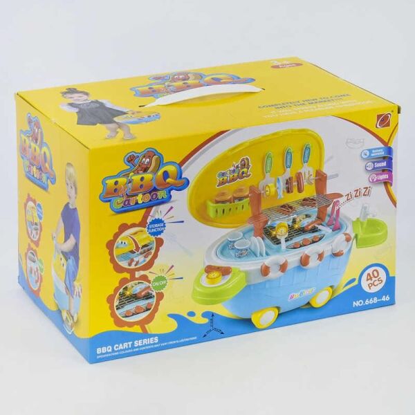 

Игровой набор 668-46 барбекю (12) 40 деталей, колёсах, свет, звук, в коробке