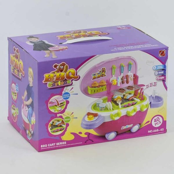 

Игровой набор 668-45 барбекю (12) 40 деталей, колёсах, свет, звук, в коробке