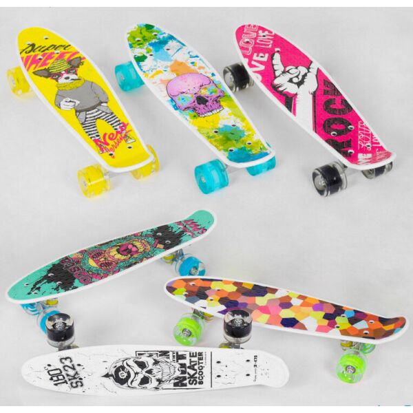 

Скейт Пенни борд S 29661 Best Board, 6 видов, колёса PU, СВЕТЯТСЯ, d=4.5 см, доска=55 см