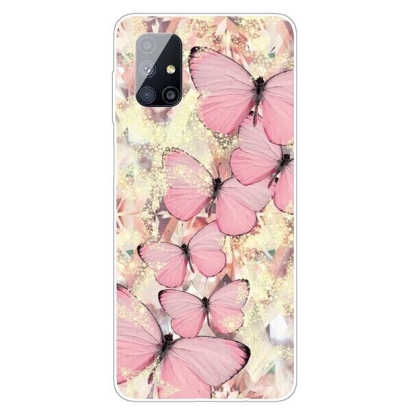 

Силиконовый (TPU) чехол Deexe Pretty Glossy для Samsung Galaxy M51 (M515) - Pink Butterflies