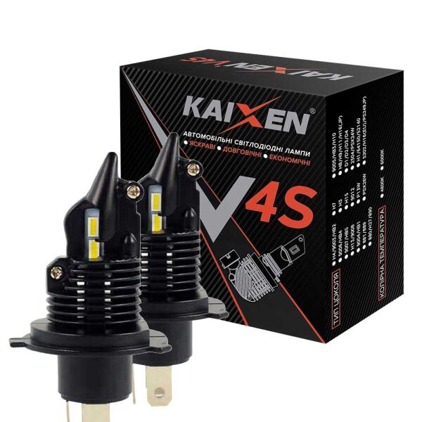 

Светодиодные лампы LED Kaixen V4S H4 6000k 20w 12-24v