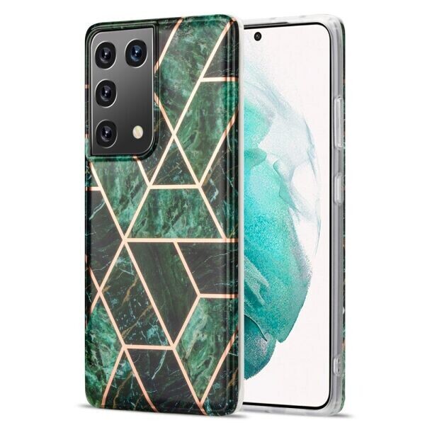 

Защитный чехол Deexe Marble Pattern для Samsung Galaxy S21 Ultra - Green