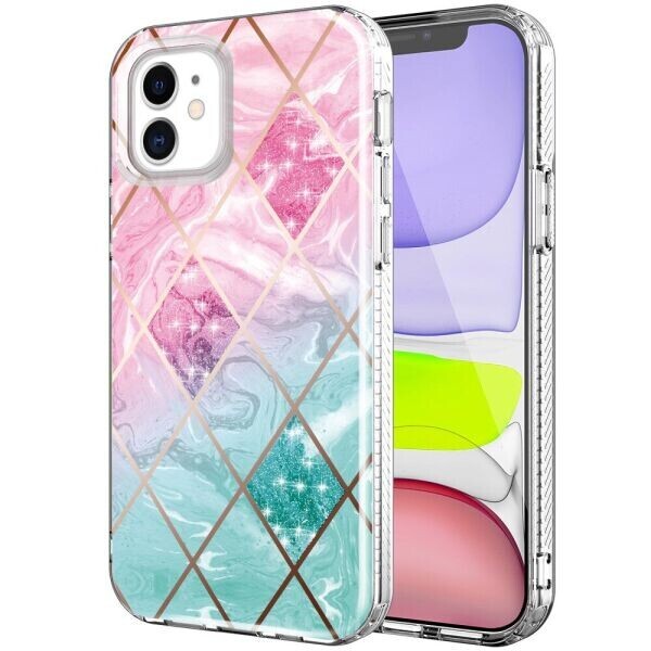 

Защитный чехол Deexe Fashion Series для Apple iPhone 12 mini - Pink/Green Geometry