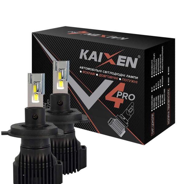 

Светодиодные лампы LED Kaixen V4Pro H4 6000k 50w 12-24v