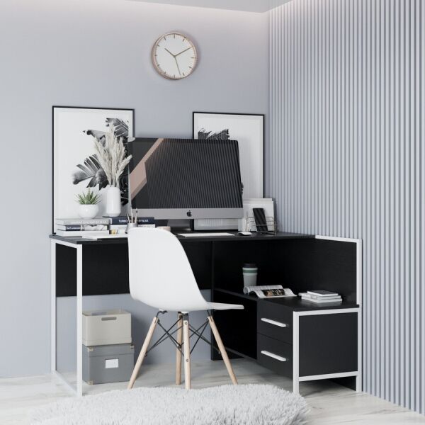

Офисный стол Fenster Вектор Белый ДСП Чёрное 74x130x101,5