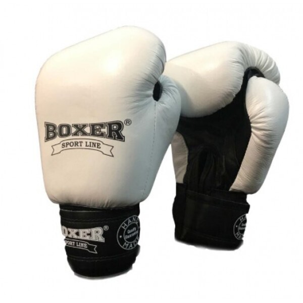 

Боксерские перчатки Boxer, с oz 12 модель BX-0027 из искусственной кожи белые (857272)