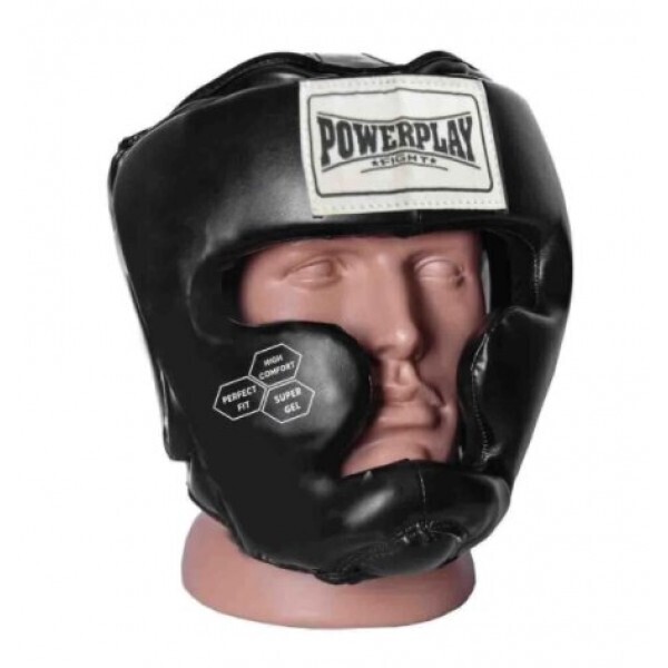 

Шлем боксерский PowerPlay для тренировки, из искусственной кожи черный (PP_3043)