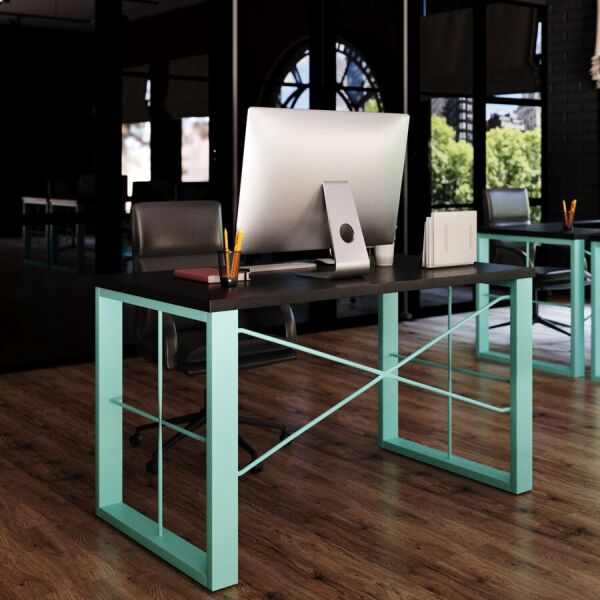

Офисный стол Fenster Прайм Бирюзовый ДСП Чёрное 76х130x70