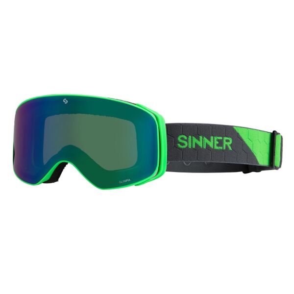

Маска гірськолижна Sinner OLYMPIA Matte Neon Green-Full Green Mir