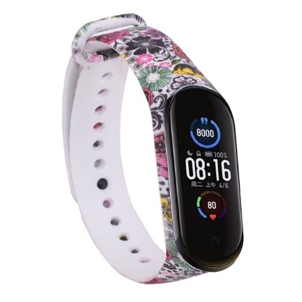 

Силиконовый ремешок Epik с рисунком для Xiaomi Mi Band 5 Матовый/Розы/Белый