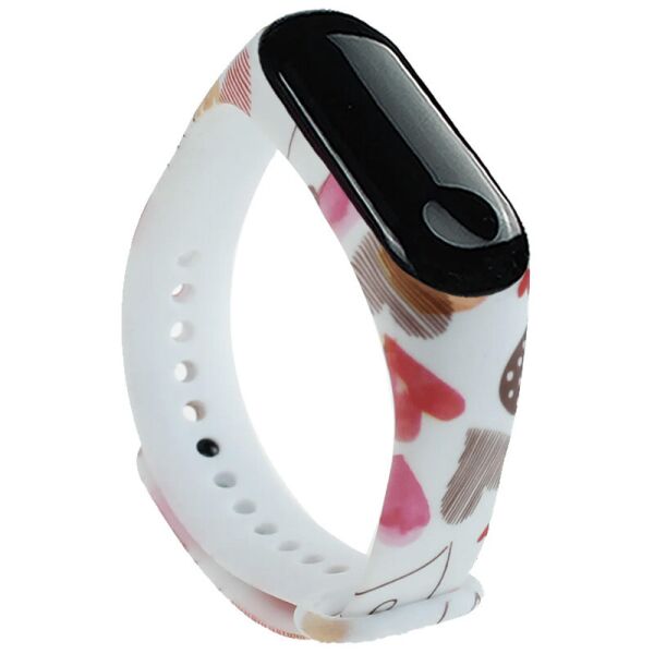 

Силиконовый ремешок Epik с рисунком для Xiaomi Mi Band 5 Матовый/Сердца рисунок/Белый