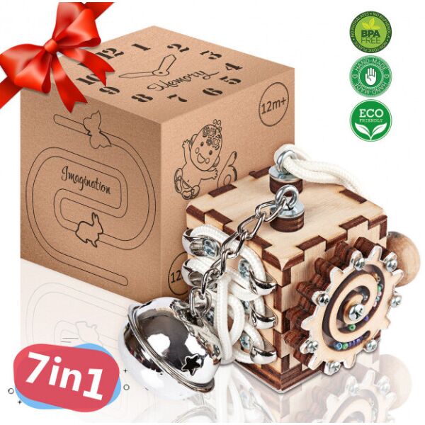 

Бизиборд своими руками BrainUp Куб 6x6 см 7-1 - настольная развивающий бизикуб методика Монтессори(1)