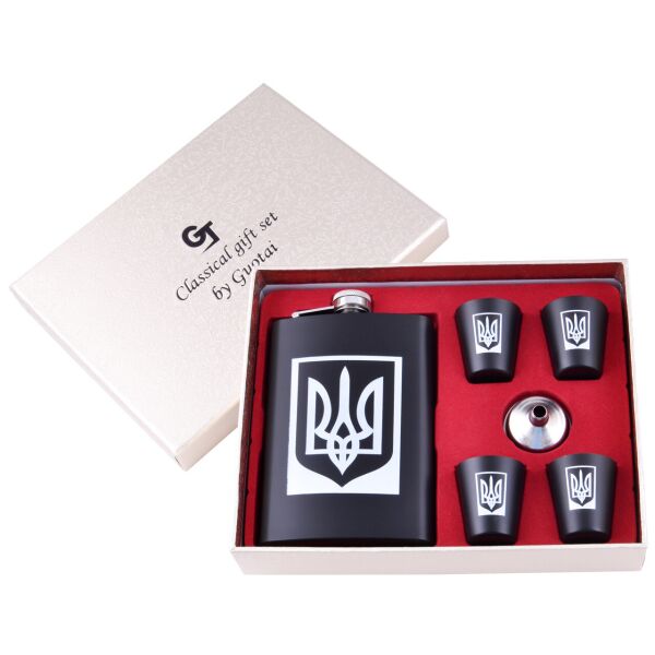 

Фляга 265 мл Very Black UA и 4 стопки, Нержавеющая Сталь, Кожа, Набор