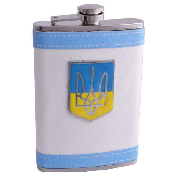 

Фляга 256 мл из нержавеющей стали, Кожа, Ukraine Country