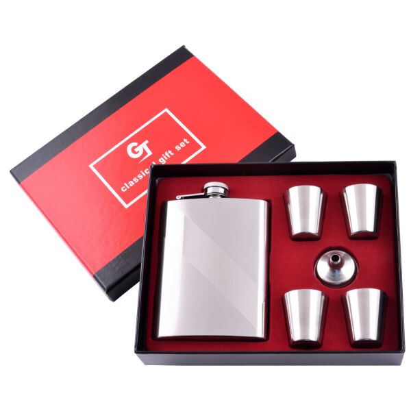 

Фляга 240 мл Silver Toy и 4 стопки, Нержавеющая Сталь, Набор