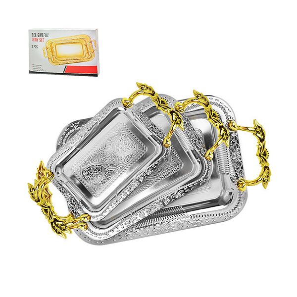 

Набор подносов прямоугольных STN 3 предмета Silver / Gold (R30035)