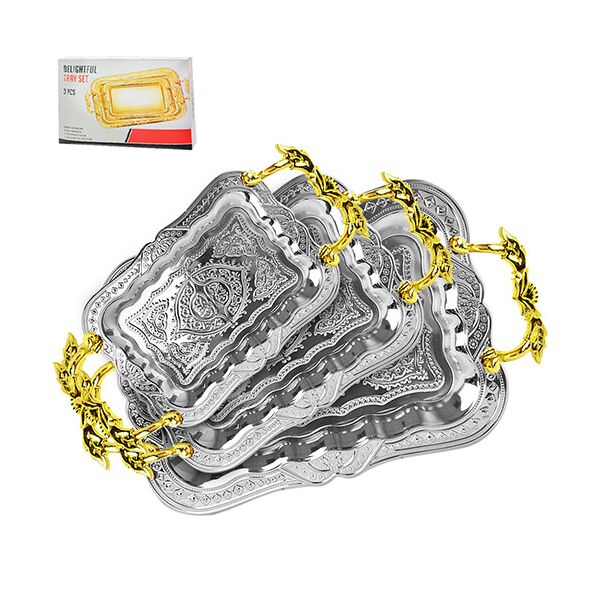 

Набор подносов прямоугольных STN 3 предмета Silver / Gold (R30036)