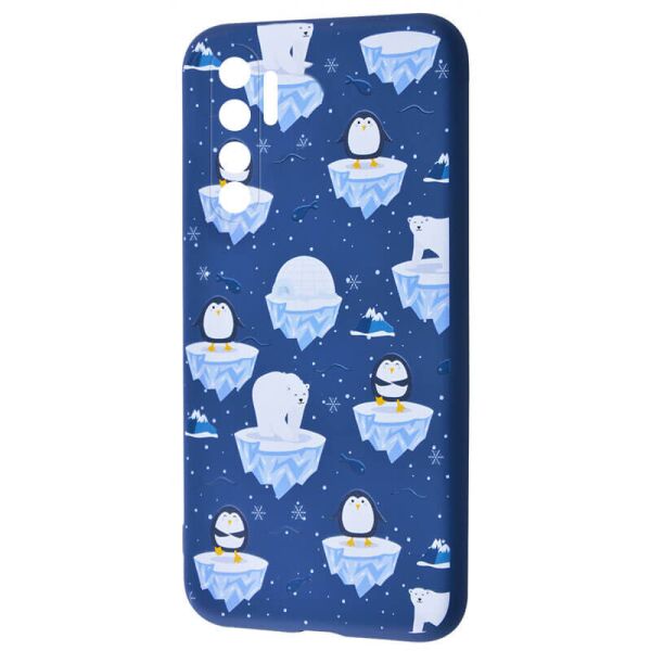 

TPU чехол WAVE Fancy для Xiaomi Mi Note 10 Lite White Bear and Penguins / Dark blue