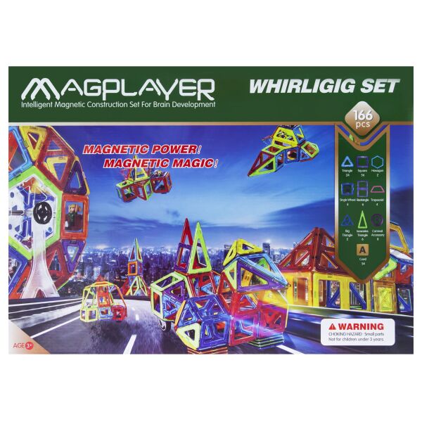 

Конструктор Magplayer магнитный набор 166 эл. MPA-166 (MPA-166)