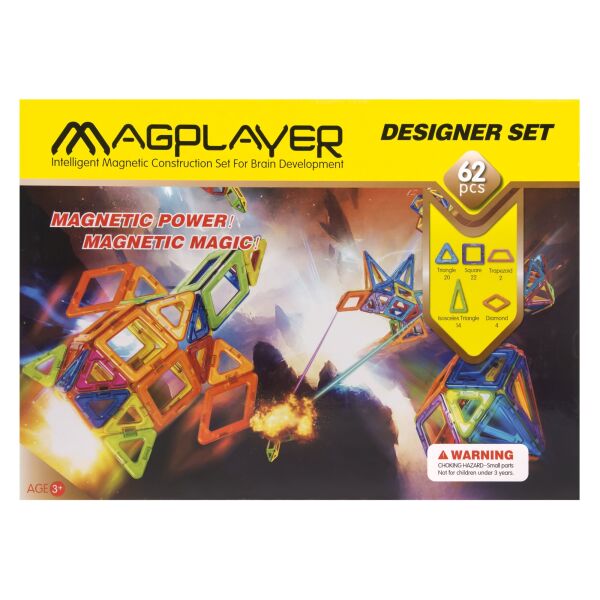 

Конструктор Magplayer магнитный набор 62 эл. MPB-62 (MPB-62)