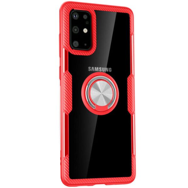 

TPU+PC чехол Deen CrystalRing for Magnet (opp) для Samsung Galaxy S20 Бесцветный / Красный