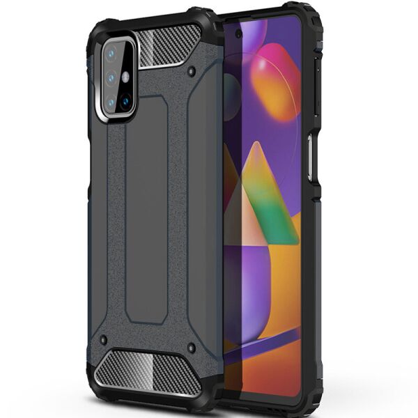 

Бронированный противоударный TPU+PC чехол Immortal для Samsung Galaxy M31s Металл / Gun Metal