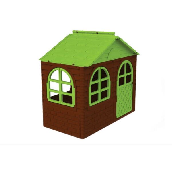 

Детский домик с шторками Doloni toys коричневый с зеленой крышей