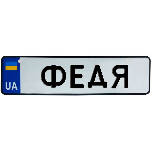 

ФЕДЯ, номер на коляску, 28 × 7.5 см, Це Добрий Знак (3-1-1-0428)