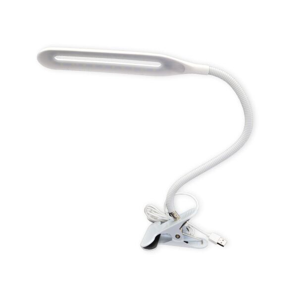 

Настольная лампа светодиодная гибкая LED на прищепке Beluck USB кабель белая