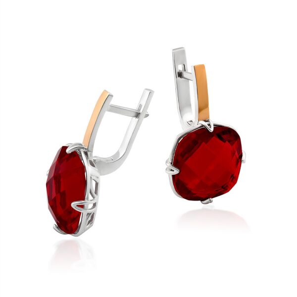 

Серебряные серьги с большим фианитом Юрьев арт. 536 с