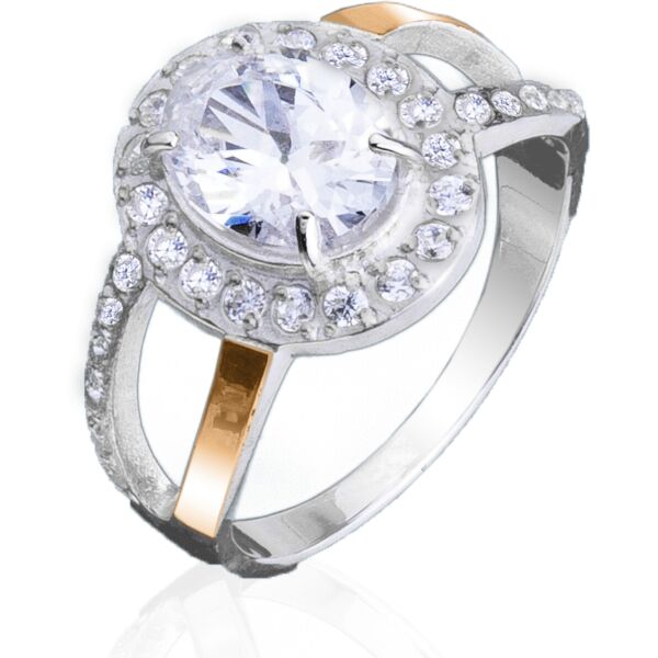 

Кольцо из серебра и золота, украшенное овальным камнем Юрьев 64к 19