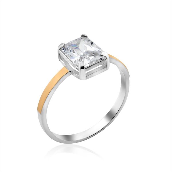

Серебряное кольцо с золотом и фианитом Юрьев 375к 17.5
