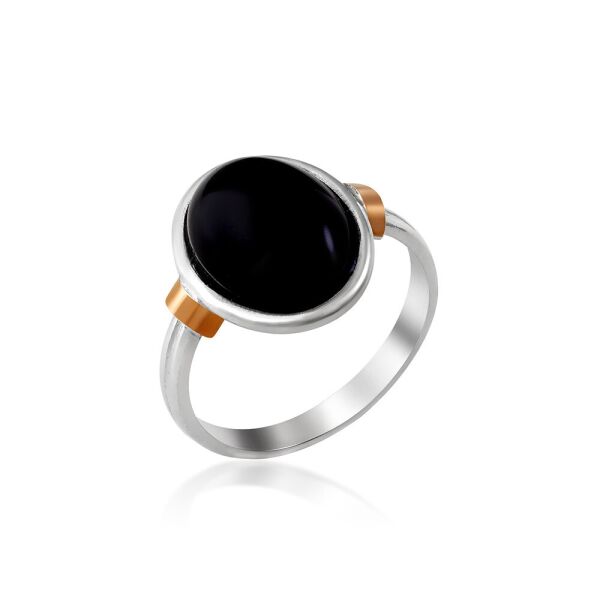 

Серебряное кольцо с ониксом Юрьев арт. 490 до 18.5