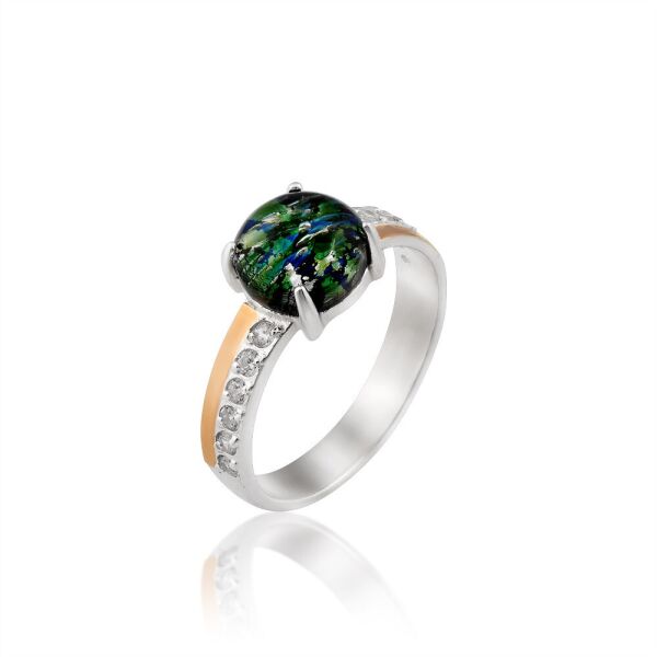 

Серебряное кольцо с золотыми вставками Юрьев 421к 17.5