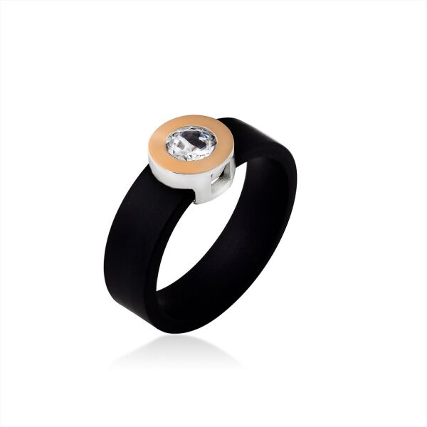 

Каучуковое кольцо с фианитом Юрьев арт. 509 15.5