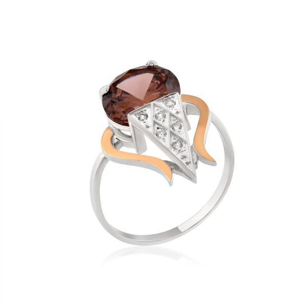 

Серебряное кольцо с фианитом Юрьев арт. 522 до 18.5