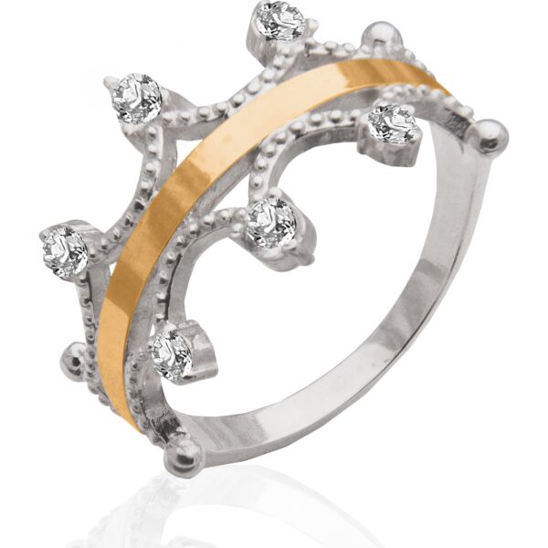 Акция на Женское кольцо из серебра и золота Юрьев 65К 18 от Allo UA