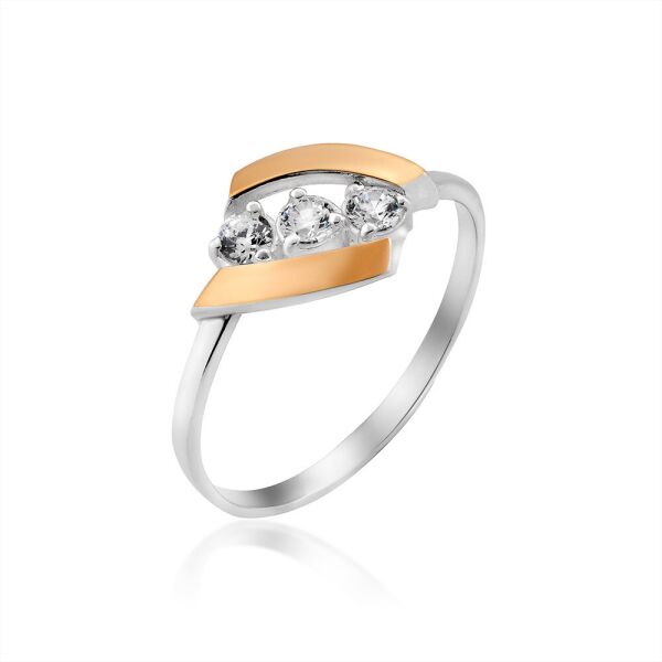 

Серебряное кольцо с золотыми вставками Юрьев 411л.с. 18